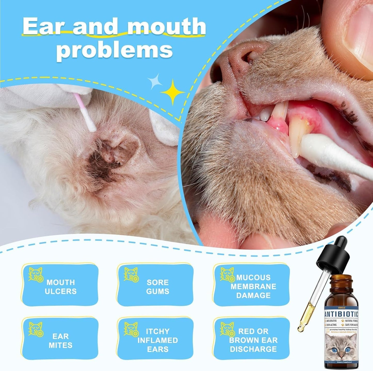 Natural Antibiotics for Cats - Allergy Itch Relief and Immune Boost - UTI Treatment - Supplemental Vitamins for Pets, 2 fl oz