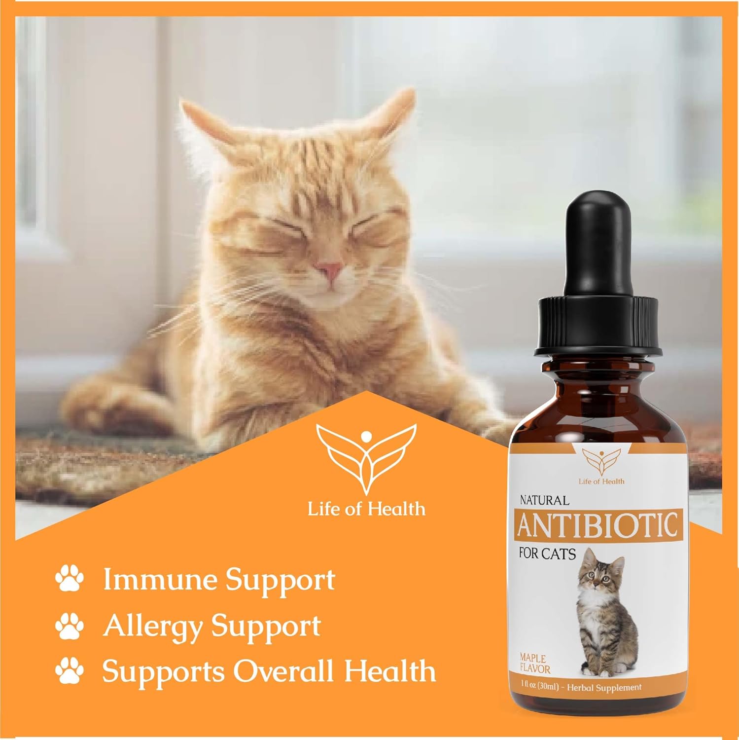 Natural Antibiotics for Cats - Immune Support & UTI Relief - Pet Multivitamin Supplement (2 Pack)
