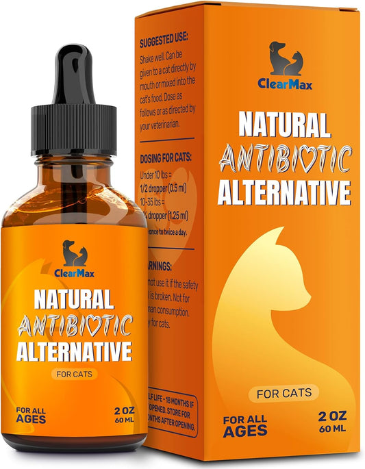Natural Antibiotics for Cats - Supports Digestion, UTIs, and Joint Health - Herbal Flavor - 2 Oz