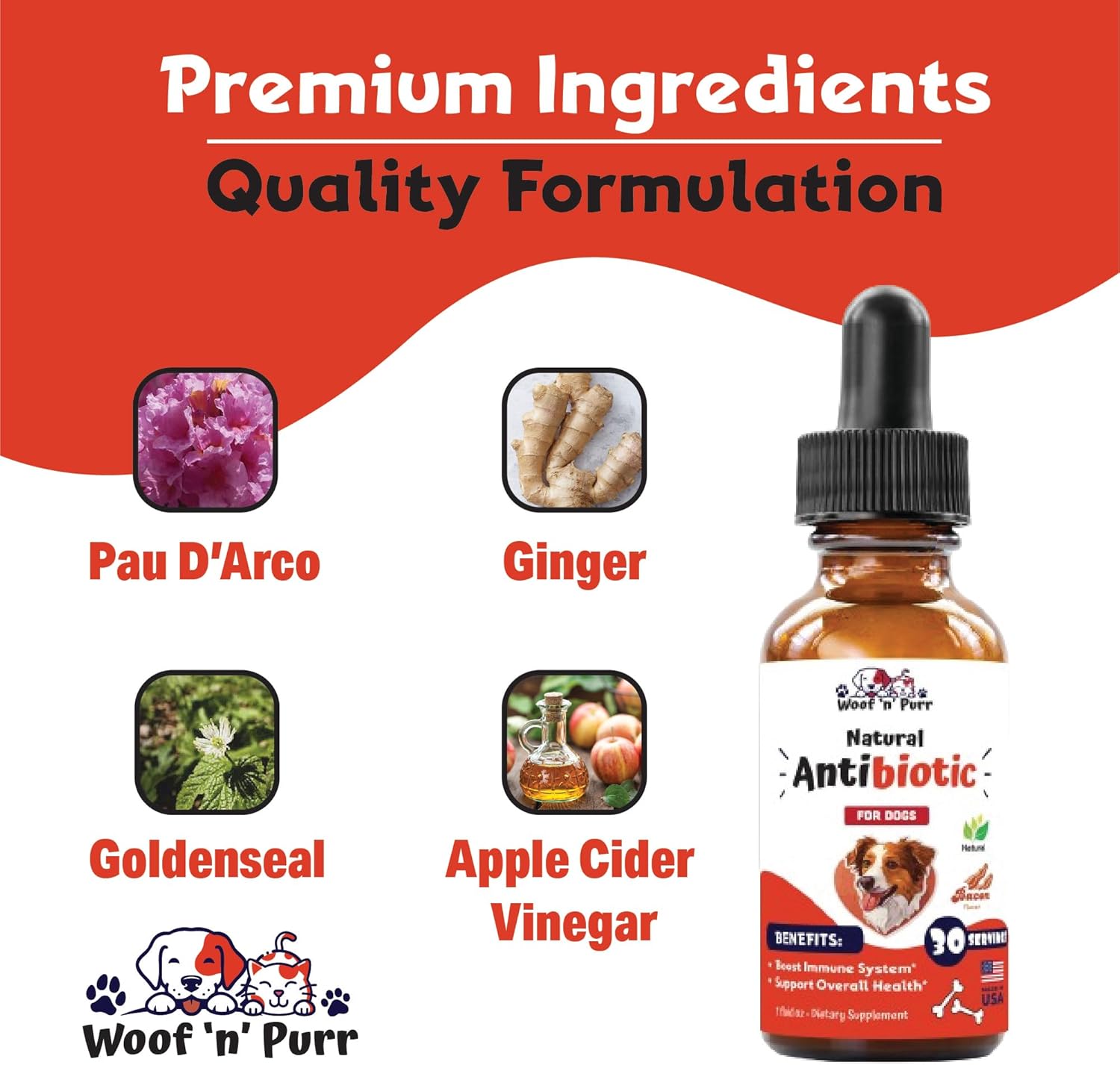 Natural Antibiotics for Dogs - Immune Health & Itch Relief - Allergy Relief - Yeast Infection Treatment - 1 oz