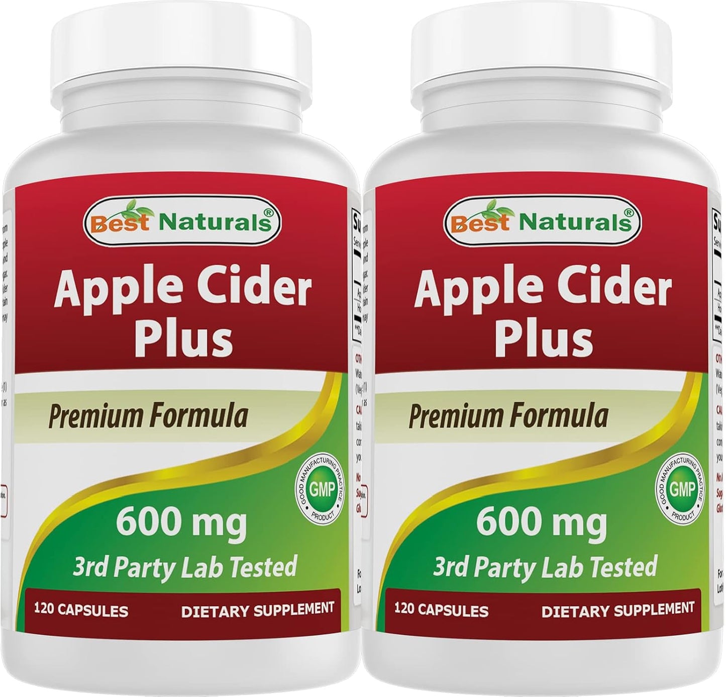 Natural Apple Cider Vinegar Capsules 600mg, 240 Capsules - Promotes Healthy Digestion, Natural Body Cleanse - Pack of 2