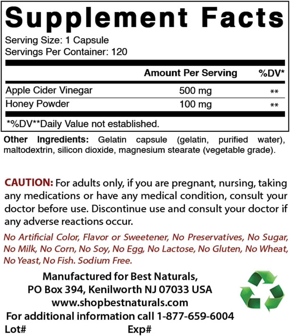 Natural Apple Cider Vinegar Capsules 600mg, 240 Capsules - Promotes Healthy Digestion, Natural Body Cleanse - Pack of 2