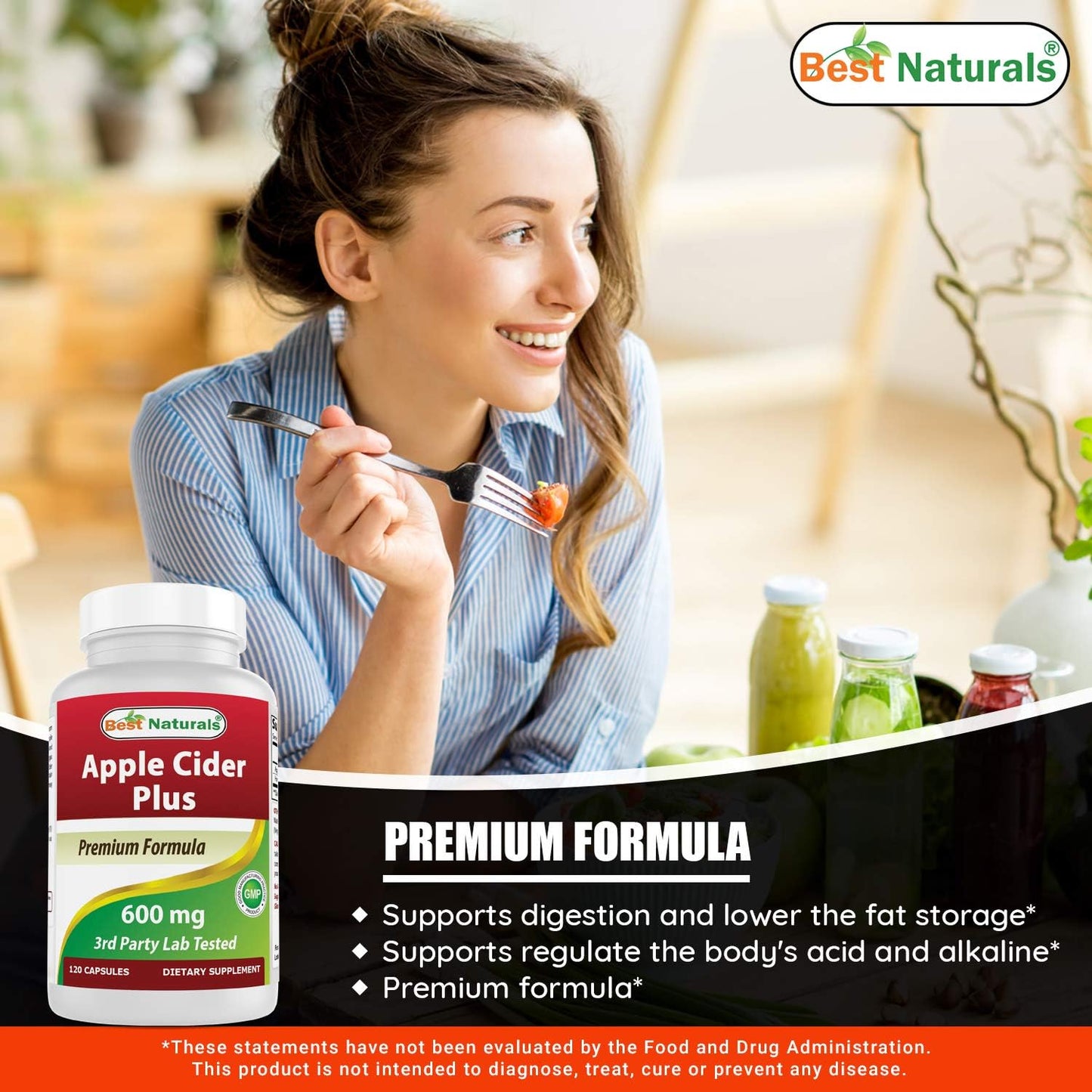 Natural Apple Cider Vinegar Capsules 600mg, 240 Capsules - Promotes Healthy Digestion, Natural Body Cleanse - Pack of 2