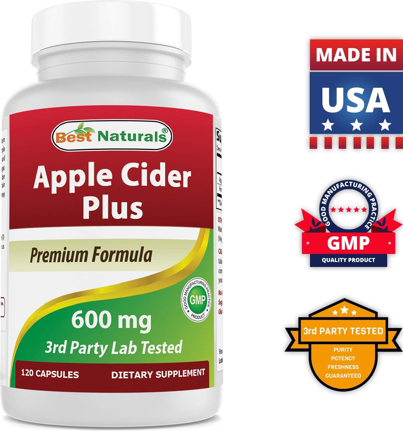 Natural Apple Cider Vinegar Capsules 600mg, 240 Capsules - Promotes Healthy Digestion, Natural Body Cleanse - Pack of 2