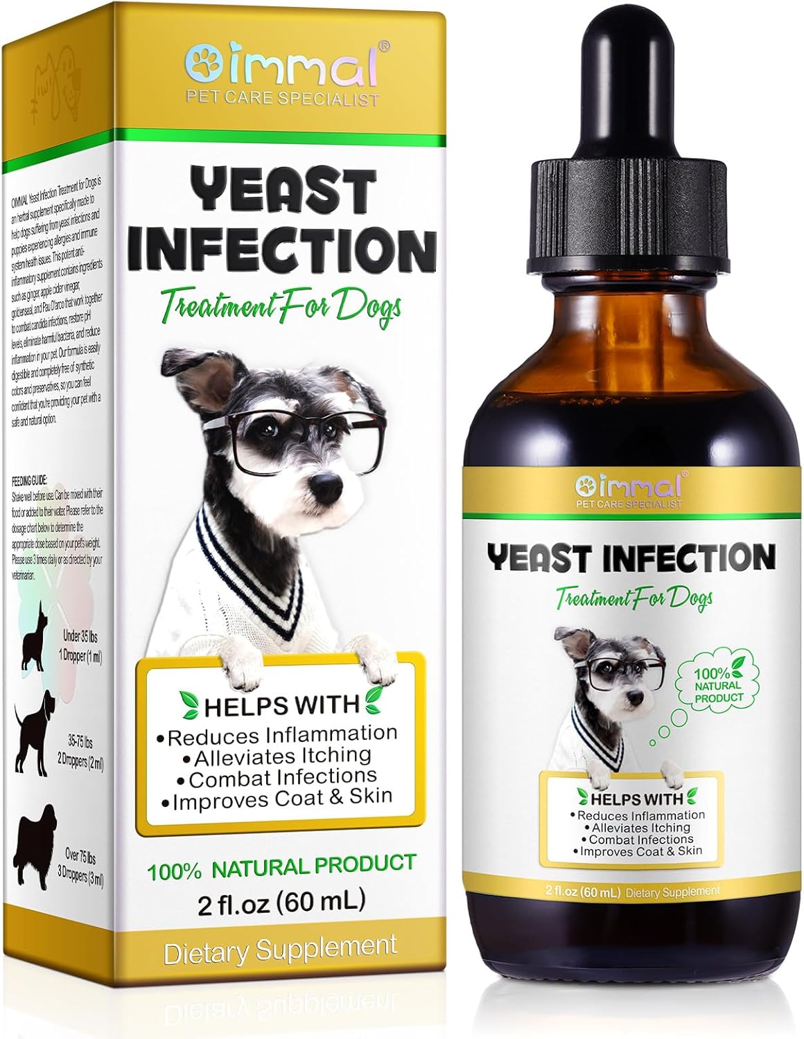 Natural Bacon Flavor Dog Yeast Infection Treatment 2 oz - Supports Itch, Ear Infection, Allergy Relief - Pet Herbal Supplement - ALIVO Pet Supplies