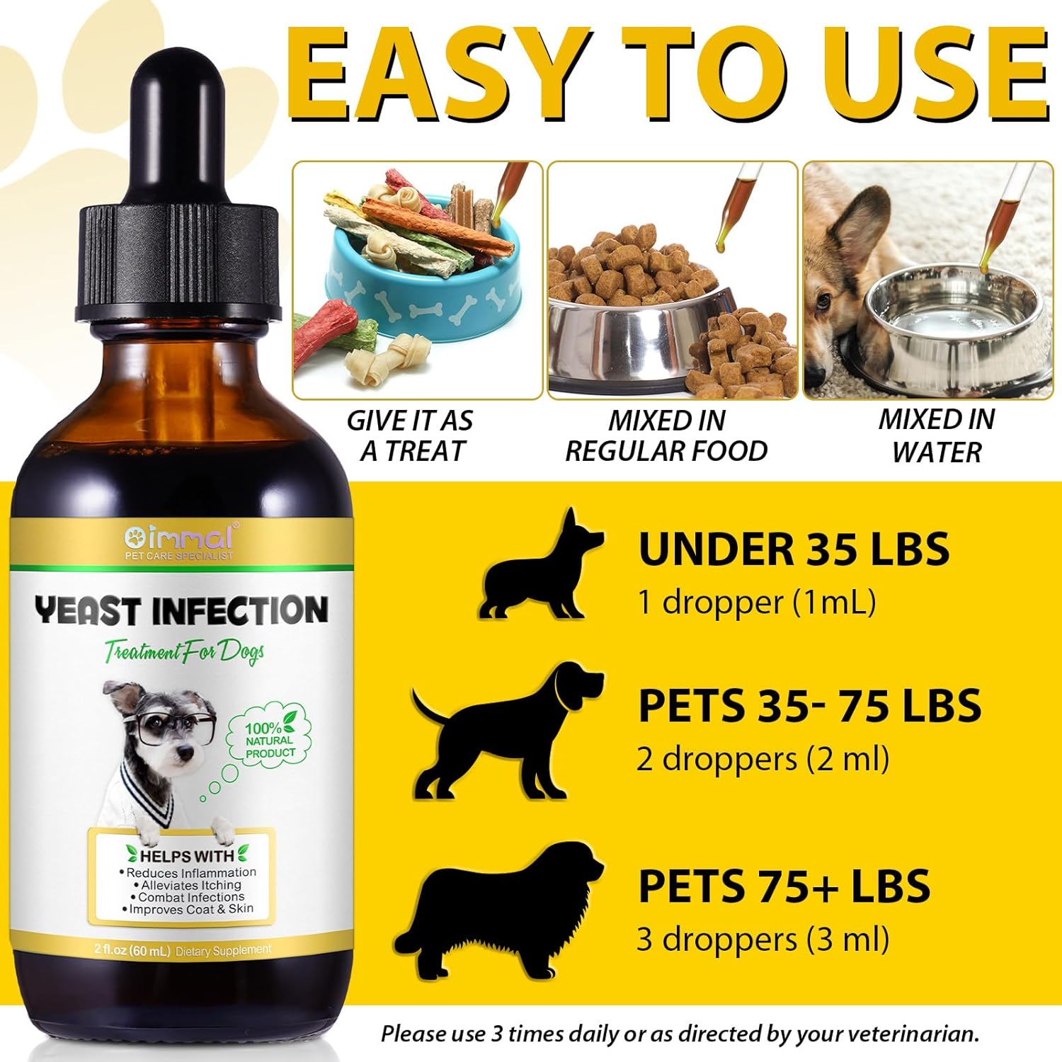 Natural Bacon Flavor Dog Yeast Infection Treatment 2 oz - Supports Itch, Ear Infection, Allergy Relief - Pet Herbal Supplement - ALIVO Pet Supplies