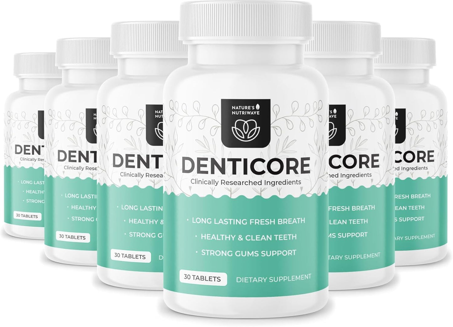 Natural Bad Breath Treatment & Oral Health Boost - Natures NutriWave Denticore Supplements for Teeth & Gums - 30 Tablets, USA Made