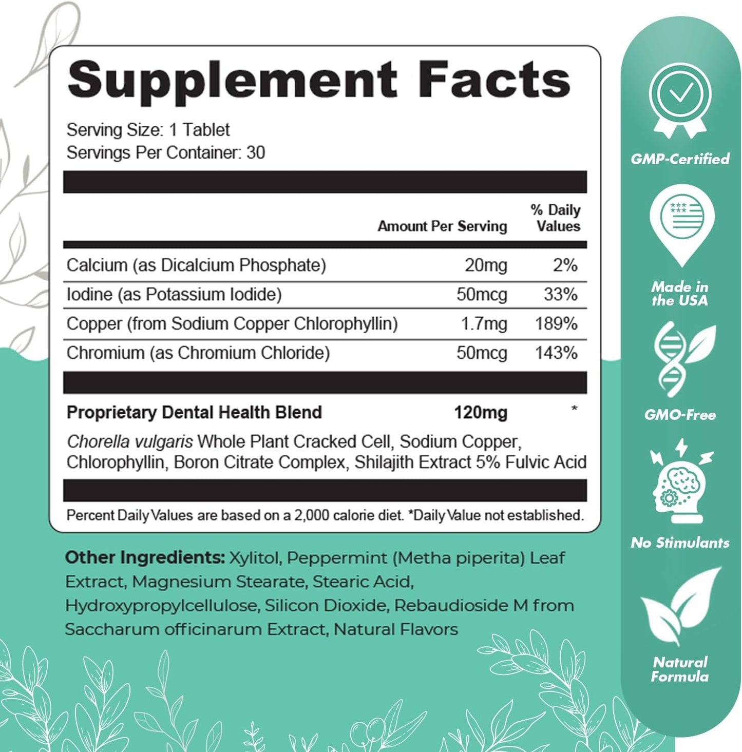 Natural Bad Breath Treatment & Oral Health Boost - Natures NutriWave Denticore Supplements for Teeth & Gums - 30 Tablets, USA Made