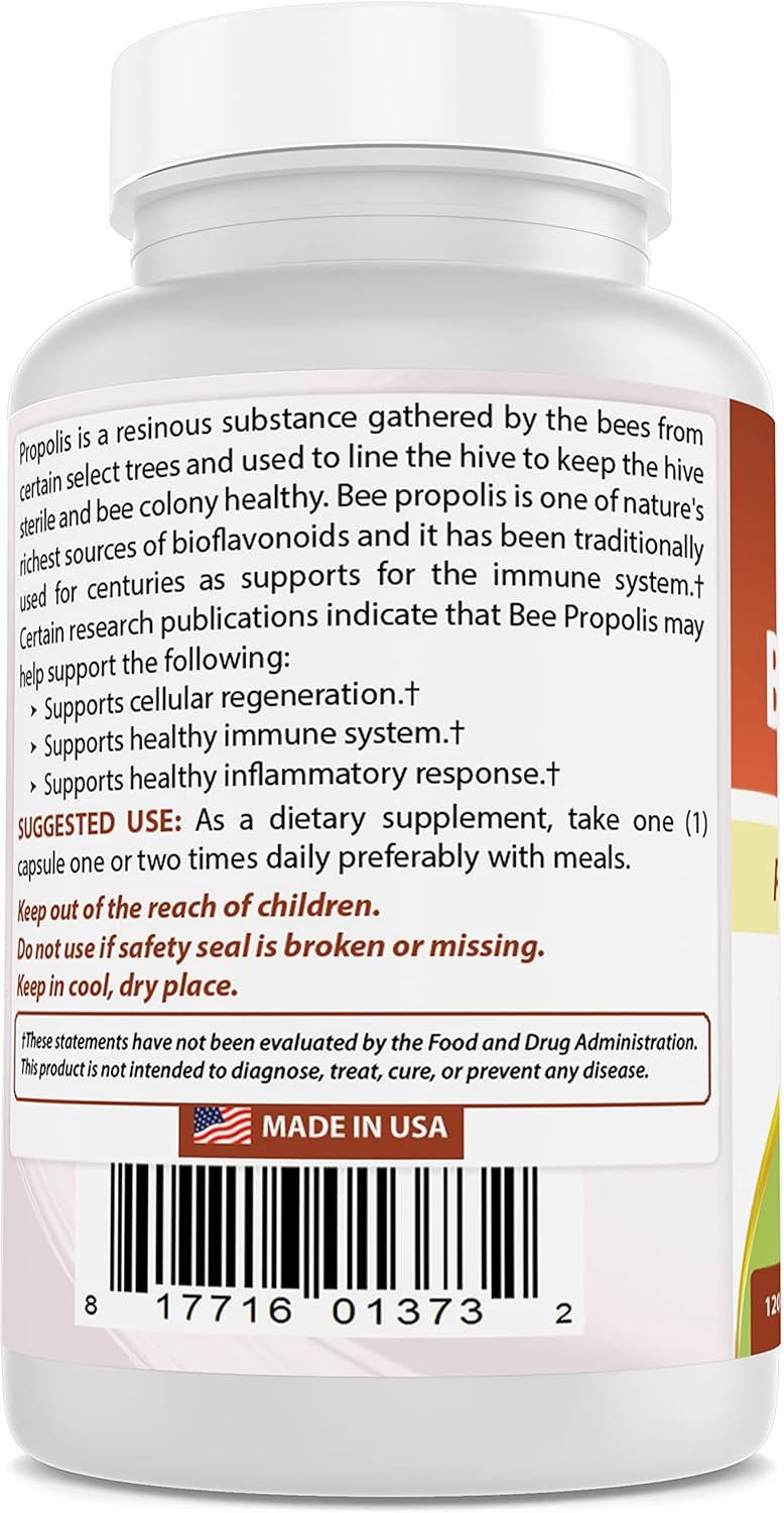 Natural Bee Propolis Capsules - 500mg, 120 Count (Pack of 3) - Top Quality Supplement