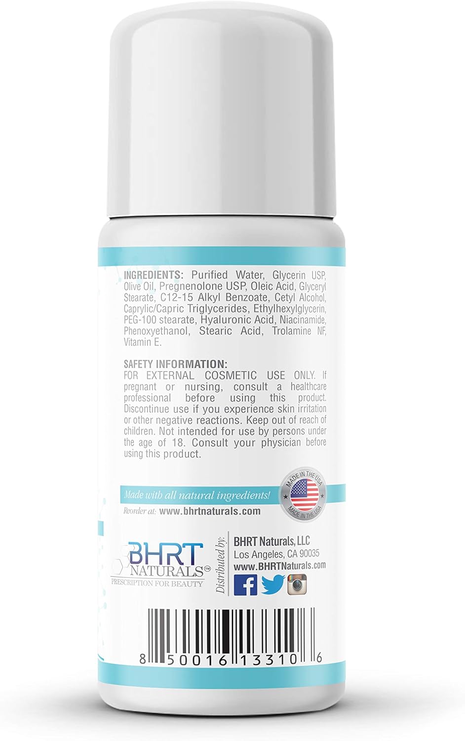 Natural BHRT Pregnenolone Cream Supplement 25mg - Pharmacist Formulated - 90 Day Supply - USA Made - Bio-Identical Hormone Precursor for Immune System, Mood, Memory