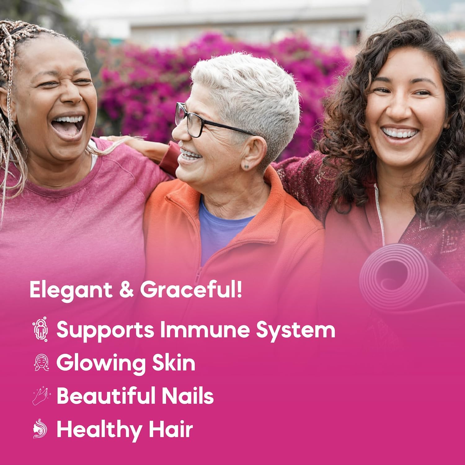 Natural Biotin Gummies with Elderberry & Coconut Oil - 5000 mcg B7 Vitamin for Hair Skin Nails - Gluten-Free, Vegetarian - 60 Strawberry Flavored Gummies