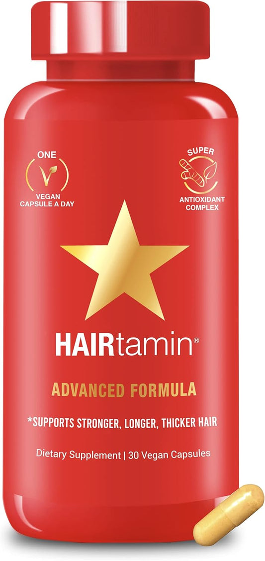 Natural Biotin Hair Growth Vitamins for Healthy Hair, Skin, and Nails | Vegan Capsules for Faster Hair Growth, Reduce Hair Loss | 30 ct