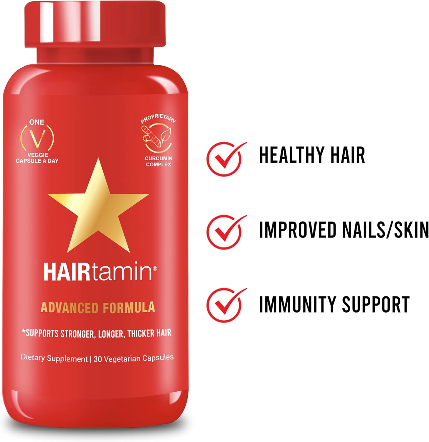 Natural Biotin Hair Growth Vitamins for Healthy Hair, Skin, and Nails | Vegan Capsules for Faster Hair Growth, Reduce Hair Loss | 30 ct