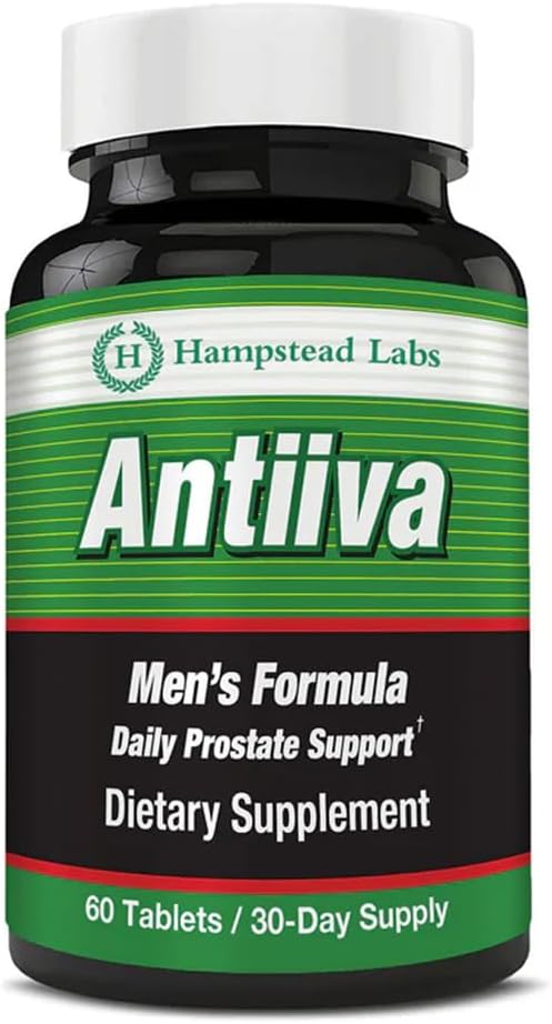 Natural Bladder Support for Men - Antiiva Men's Formula Supplement | 60 Tablets with Pumpkin Seed Powder & Herbal Ingredients | Hampstead Labs