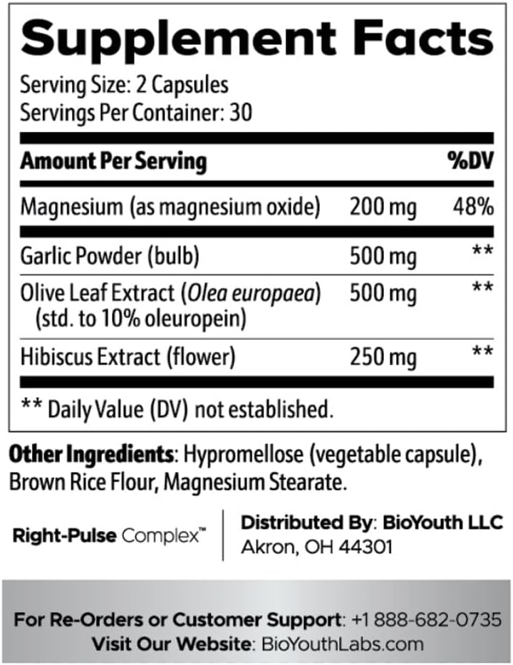 Natural Blood Pressure Support Supplement with BioYouth Right-Pulse Complex™
