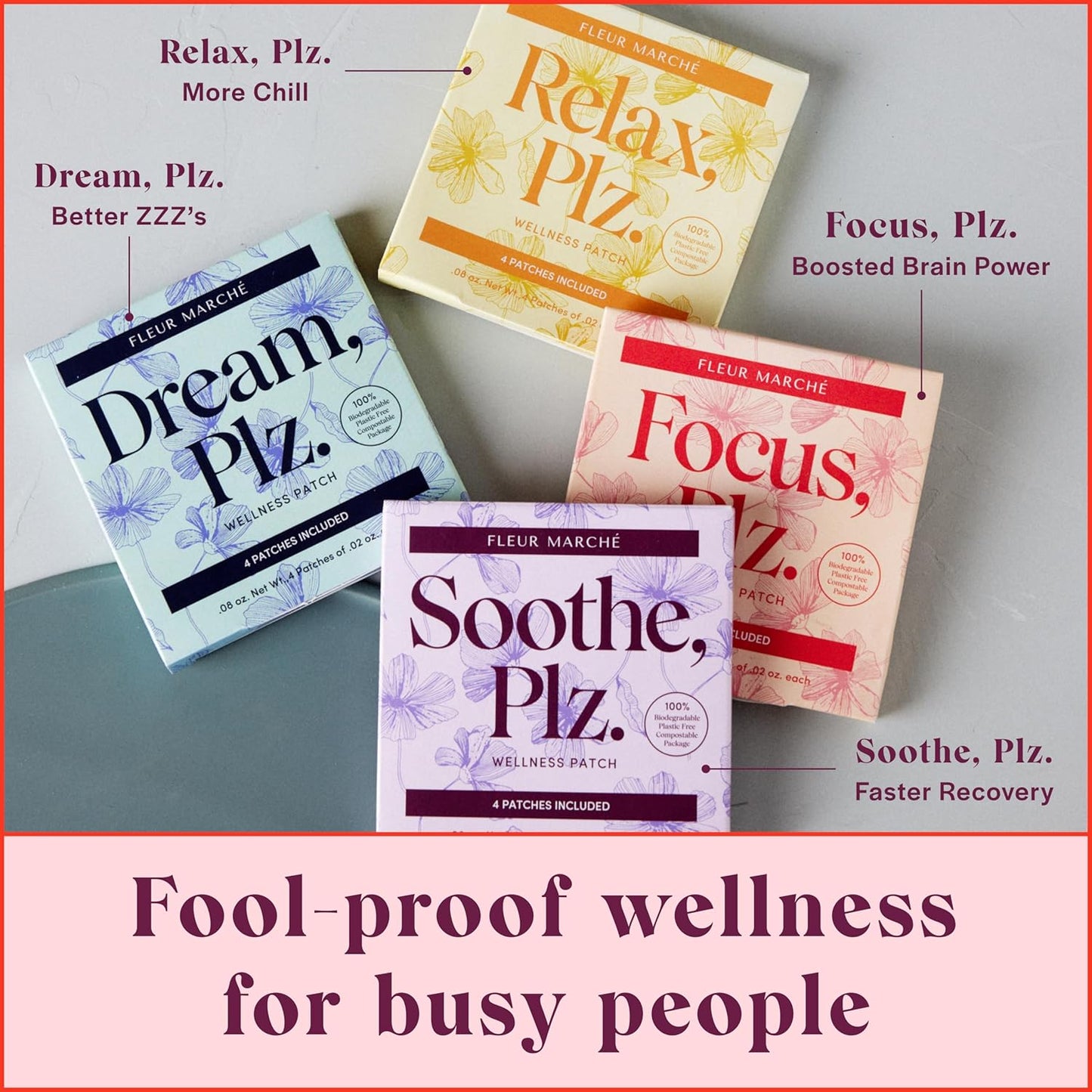 Natural Botanical Sleep Patch with Valerian Root, L-Theanine, Lavender Oil & Hops - 28 Patches - Improve Sleep Quality with Fleur Marché Dream, Plz