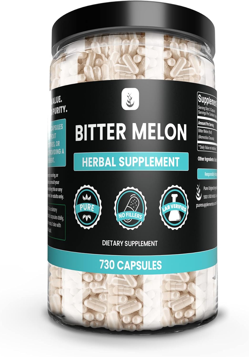Natural Bundle: Berberine, Bitter Melon, Ceylon Cinnamon Capsules (730) - Pure Ingredients, No Magnesium or Rice Fillers