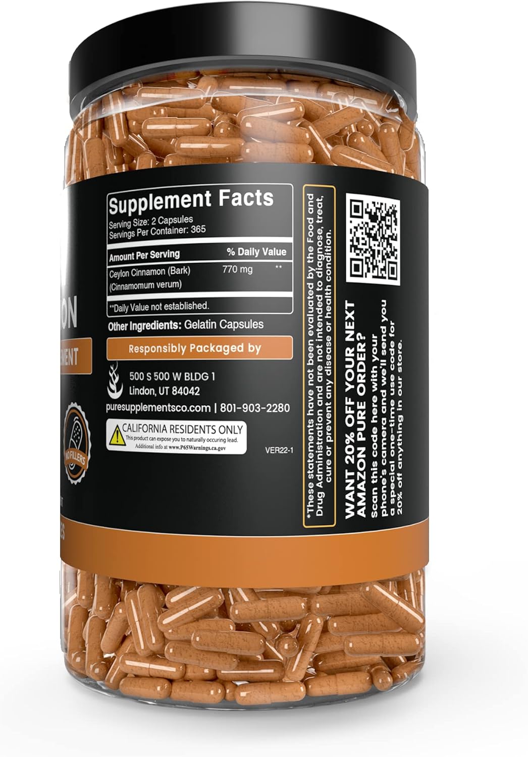 Natural Bundle: Berberine, Bitter Melon, Ceylon Cinnamon Capsules (730) - Pure Ingredients, No Magnesium or Rice Fillers