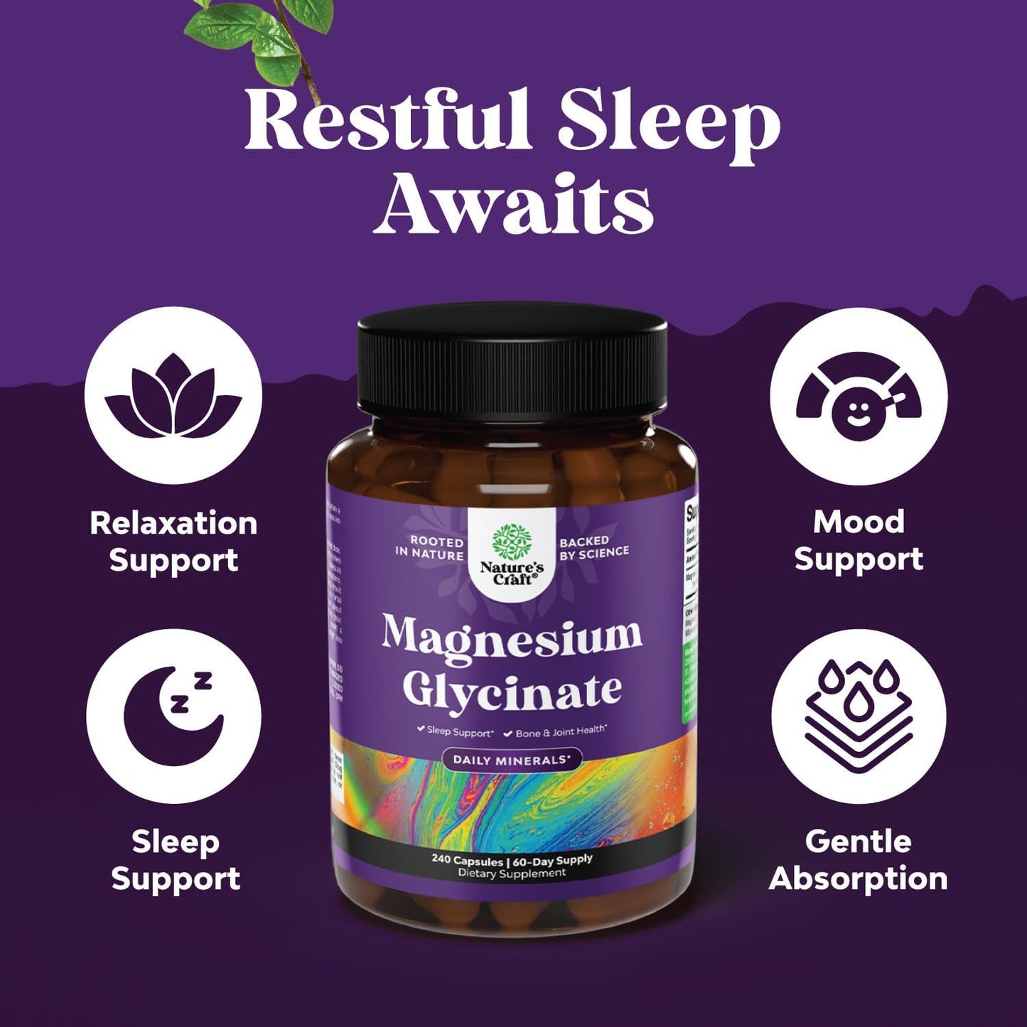 Natural Bundle: Magnesium Glycinate 400mg for Mood, Sleep, Relaxation + Zinc Gummies for Immunity - 240ct