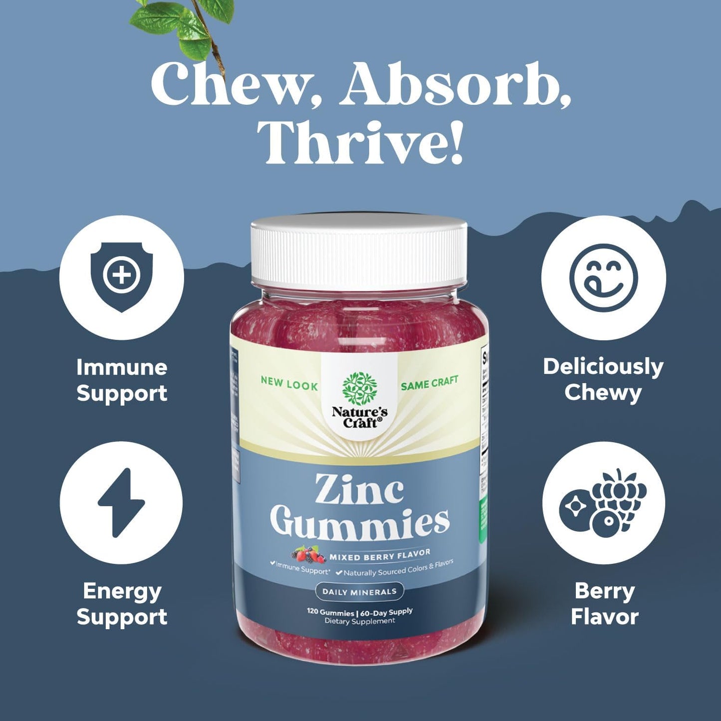 Natural Bundle: Magnesium Glycinate 400mg for Mood, Sleep, Relaxation + Zinc Gummies for Immunity - 240ct