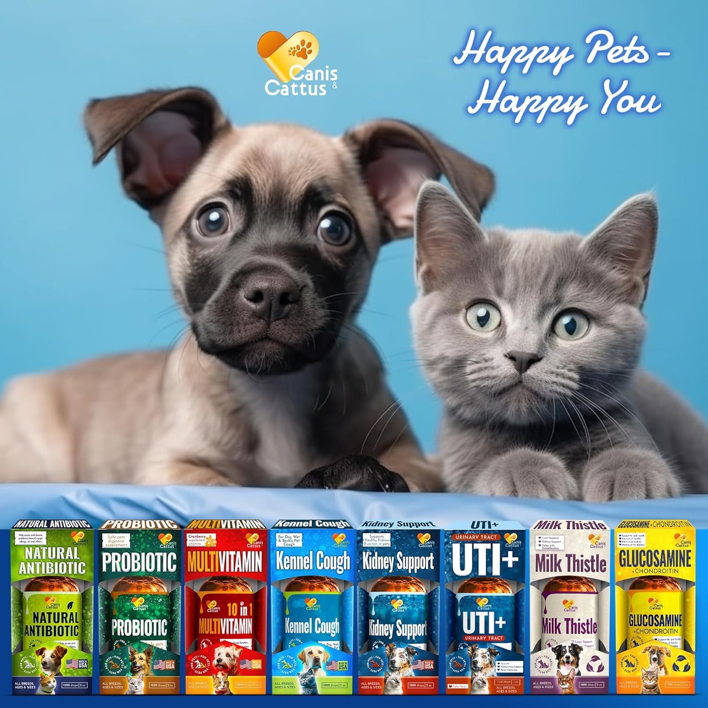 Natural Canis&Cattus Dog and Cat Cough Drops for Allergies and Respiratory Support - 2 Oz Bottle