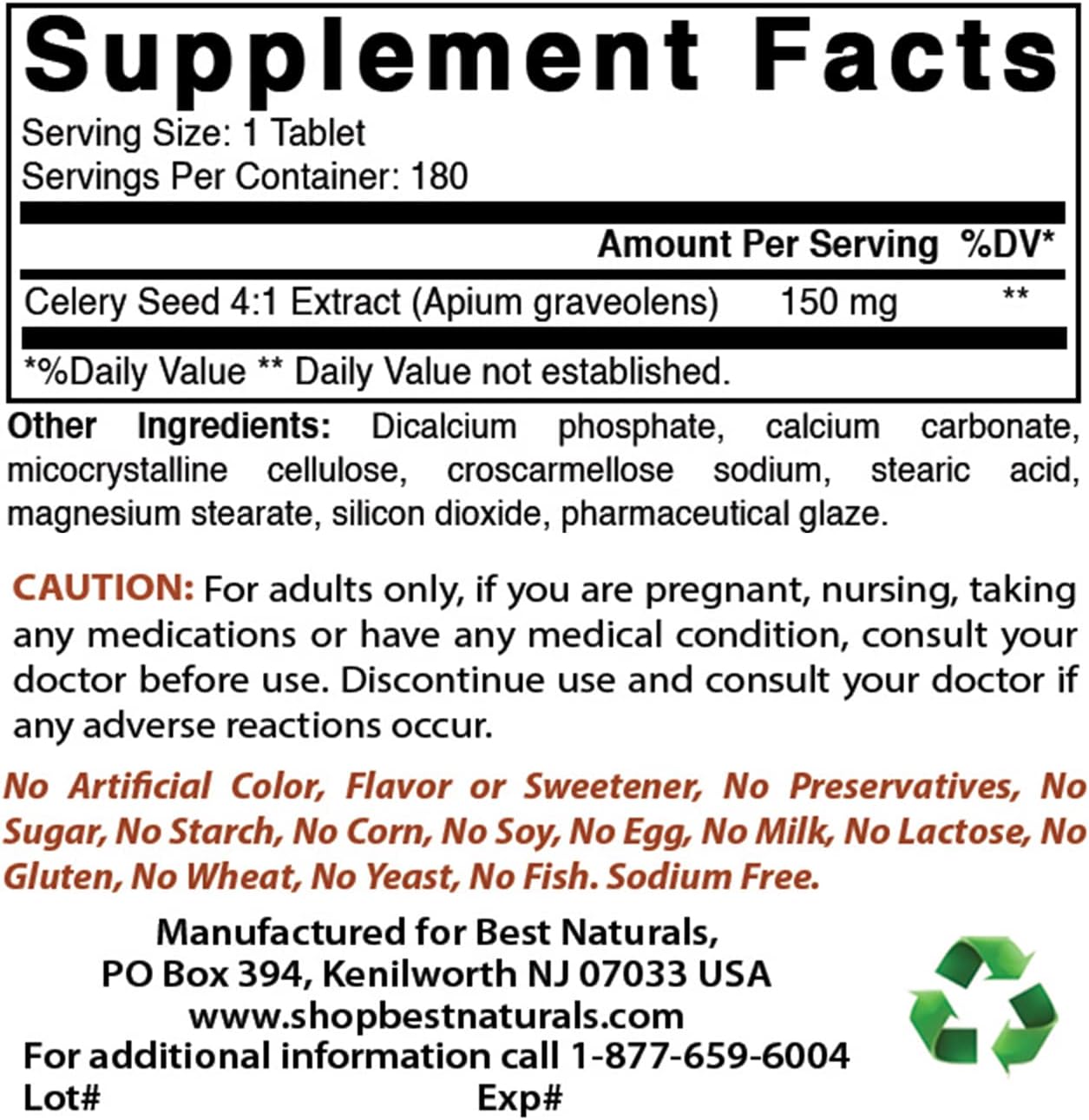 Natural Celery Seed Supplement 600mg - 180 Tablets x 3 Pack - High Quality & Pure Celery Seed Extract for Joint Health & Inflammation Support