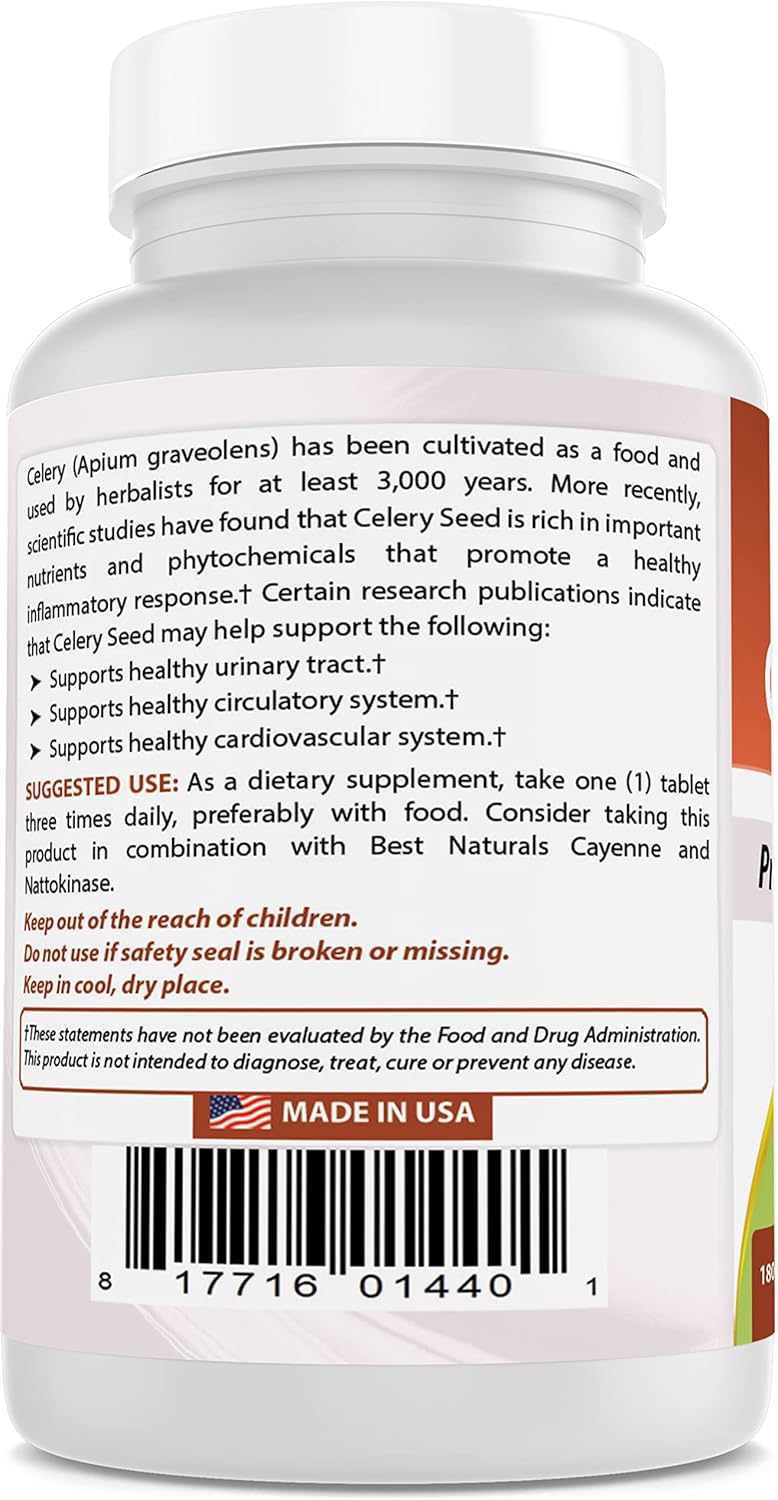 Natural Celery Seed Supplement 600mg - 180 Tablets x 3 Pack - High Quality & Pure Celery Seed Extract for Joint Health & Inflammation Support