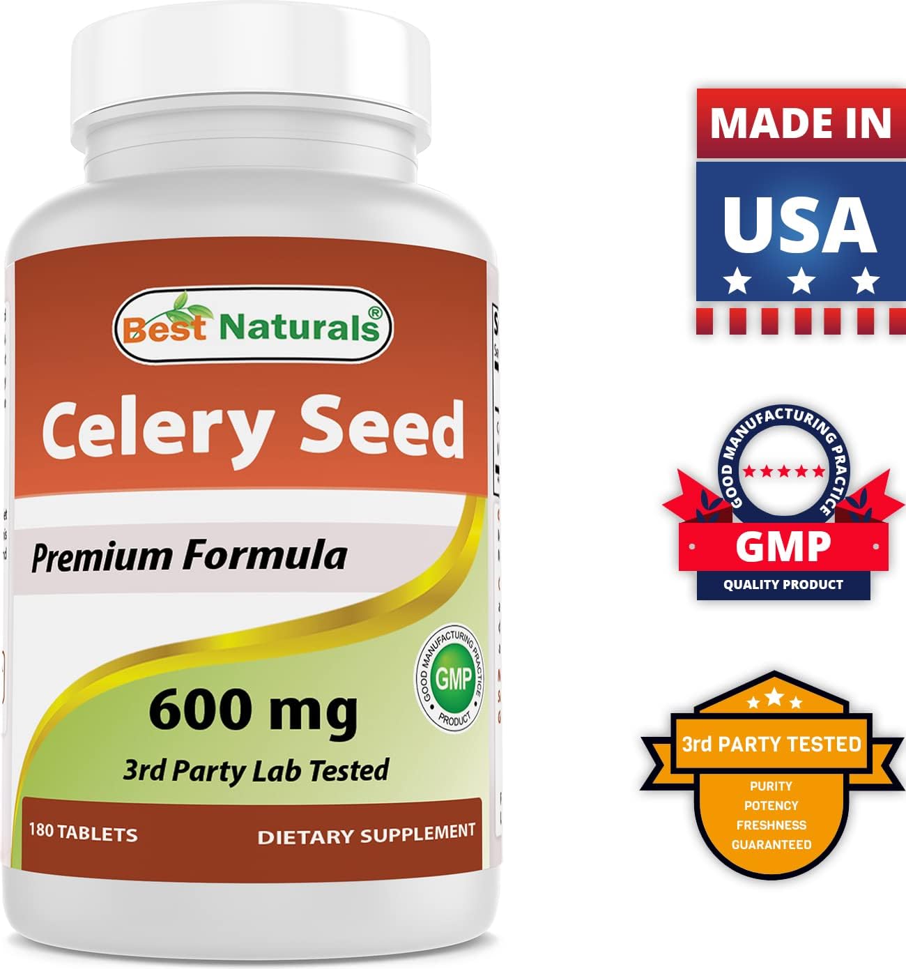 Natural Celery Seed Supplement 600mg - 180 Tablets x 3 Pack - High Quality & Pure Celery Seed Extract for Joint Health & Inflammation Support