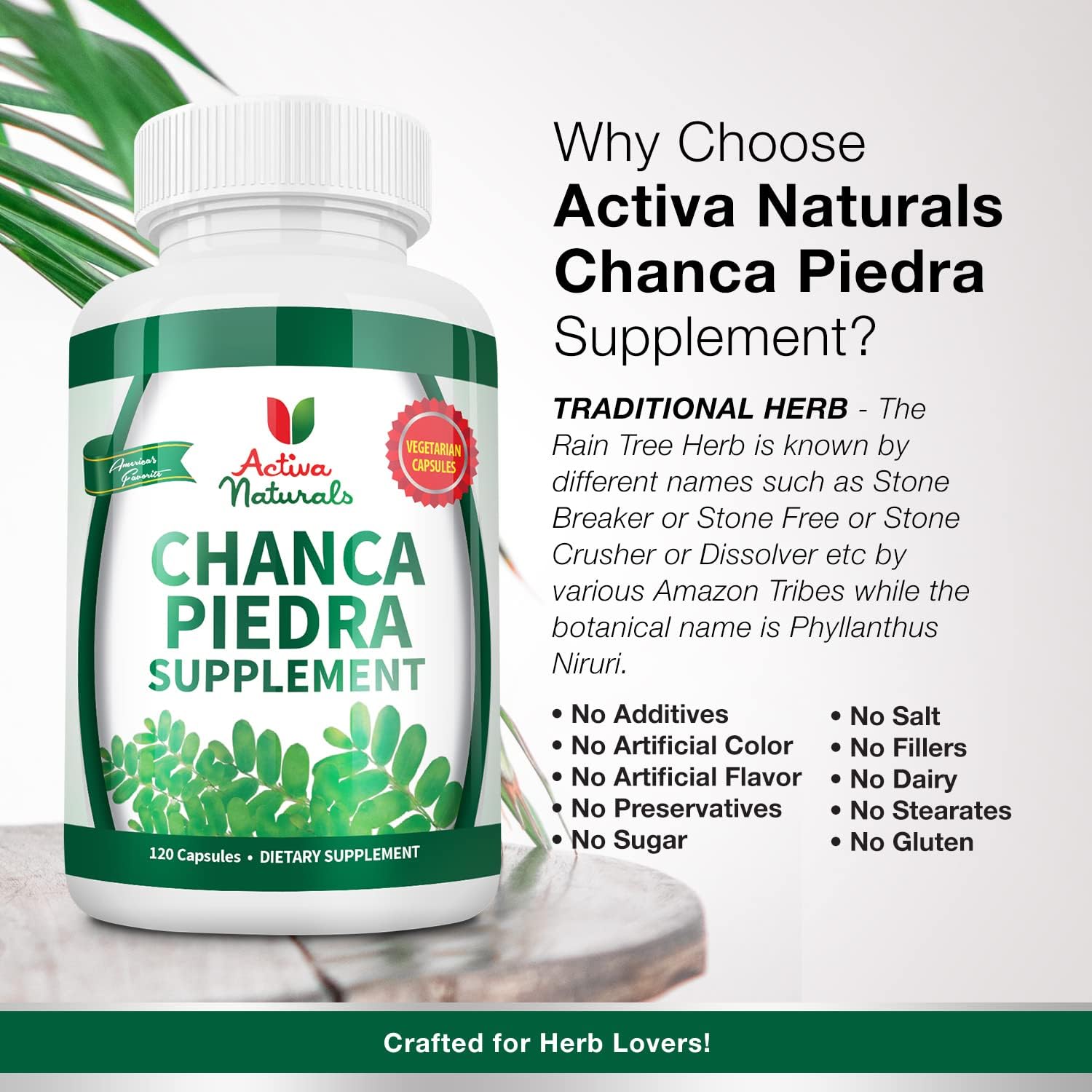 Natural Chanca Piedra with Phyllanthus Niruri Herb Extract - Dietary Supplement for Kidney and Gallbladder Health