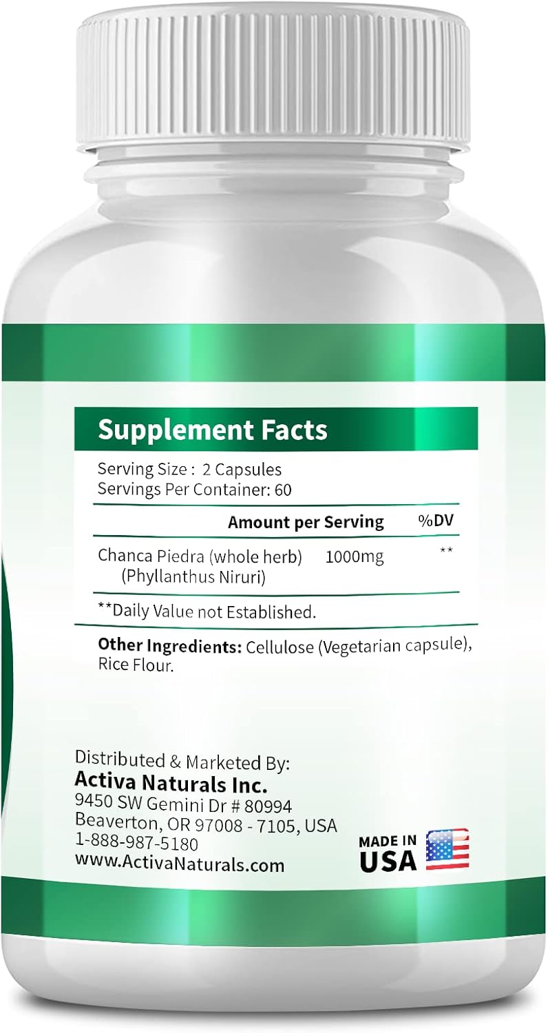 Natural Chanca Piedra with Phyllanthus Niruri Herb Extract - Dietary Supplement for Kidney and Gallbladder Health