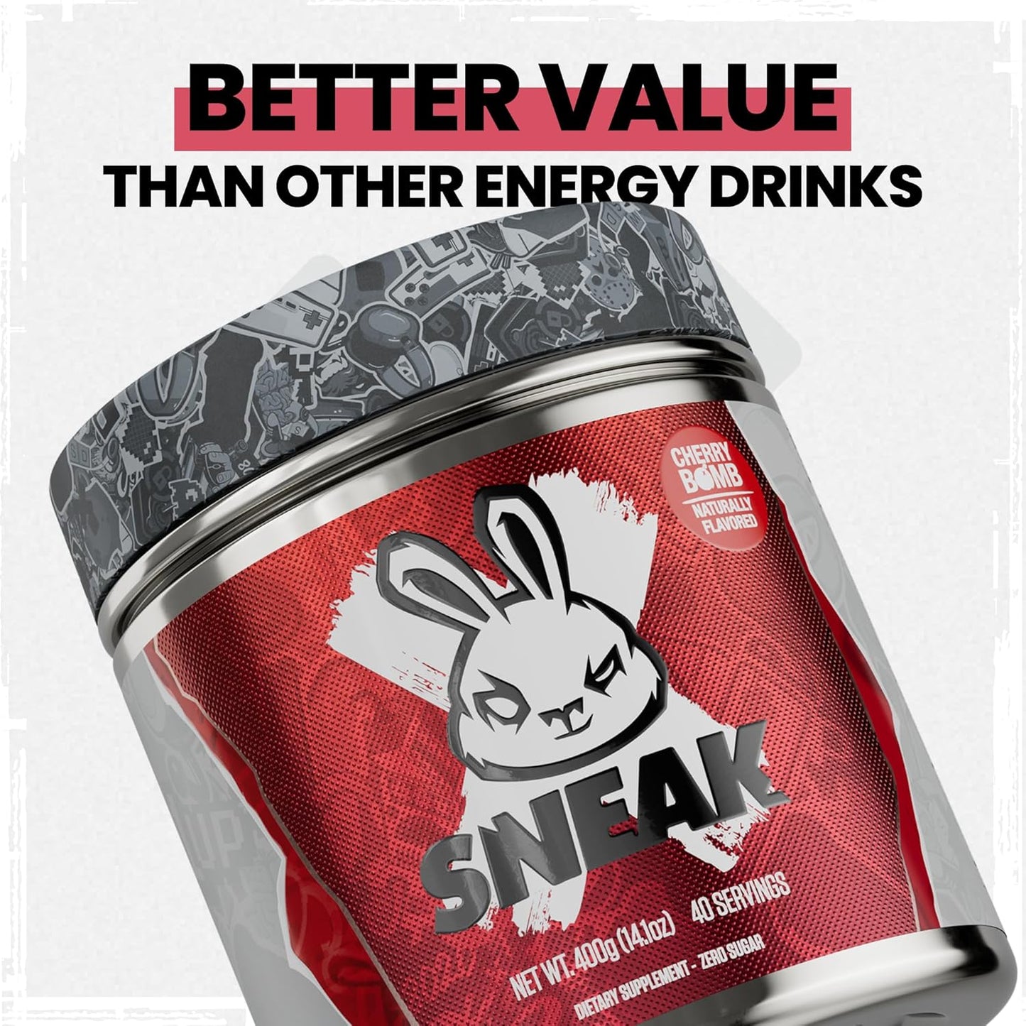 Natural Cherry Bomb Energy Drink Powder - No Sugar, No Nasties, 40 Servings with Focus-Boosting Nootropics