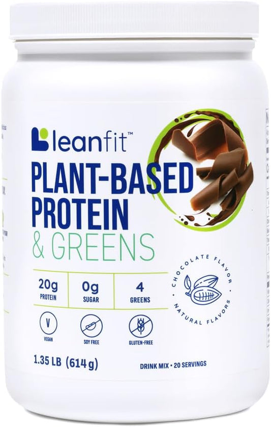Natural Chocolate LeanFit Plant-Based Protein & Greens - 20g Protein, 20 Servings - 1.35lb Tub