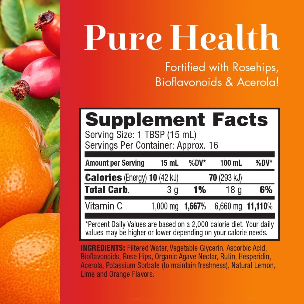 Natural Citrus Liquid Vitamin C | 1000 Mg | 8 Ounce Bottle by Dynamic Health