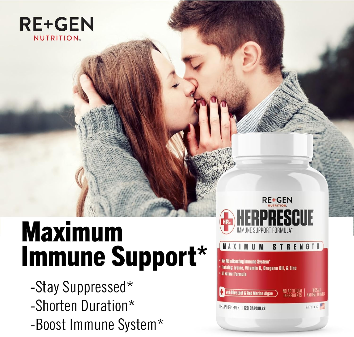 Natural Cold Sore Care Supplement for Adults - Skin Rescue Formula with Vitamin C & Lysine for Immune Health and Clear Skin