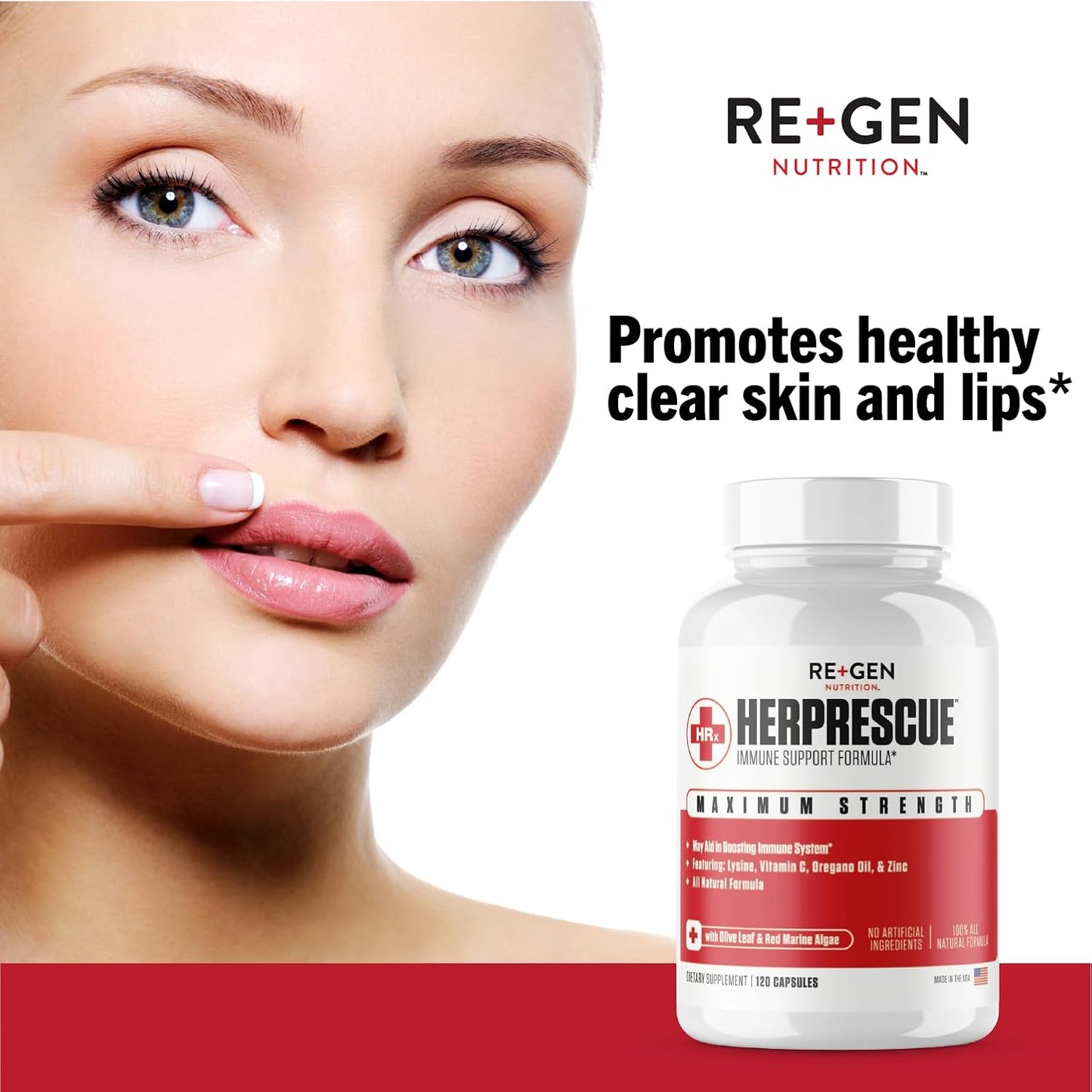 Natural Cold Sore Care Supplement for Adults - Skin Rescue Formula with Vitamin C & Lysine for Immune Health and Clear Skin