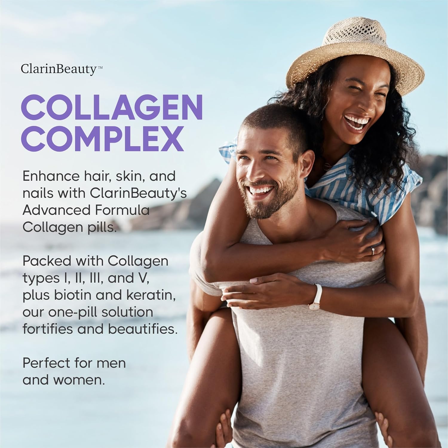 Natural Collagen Pills with Biotin, Keratin, Saw Palmetto, Hyaluronic Acid, Pumpkin Seed, Vitamin C & E - 1000mg/10000mcg/2500mg