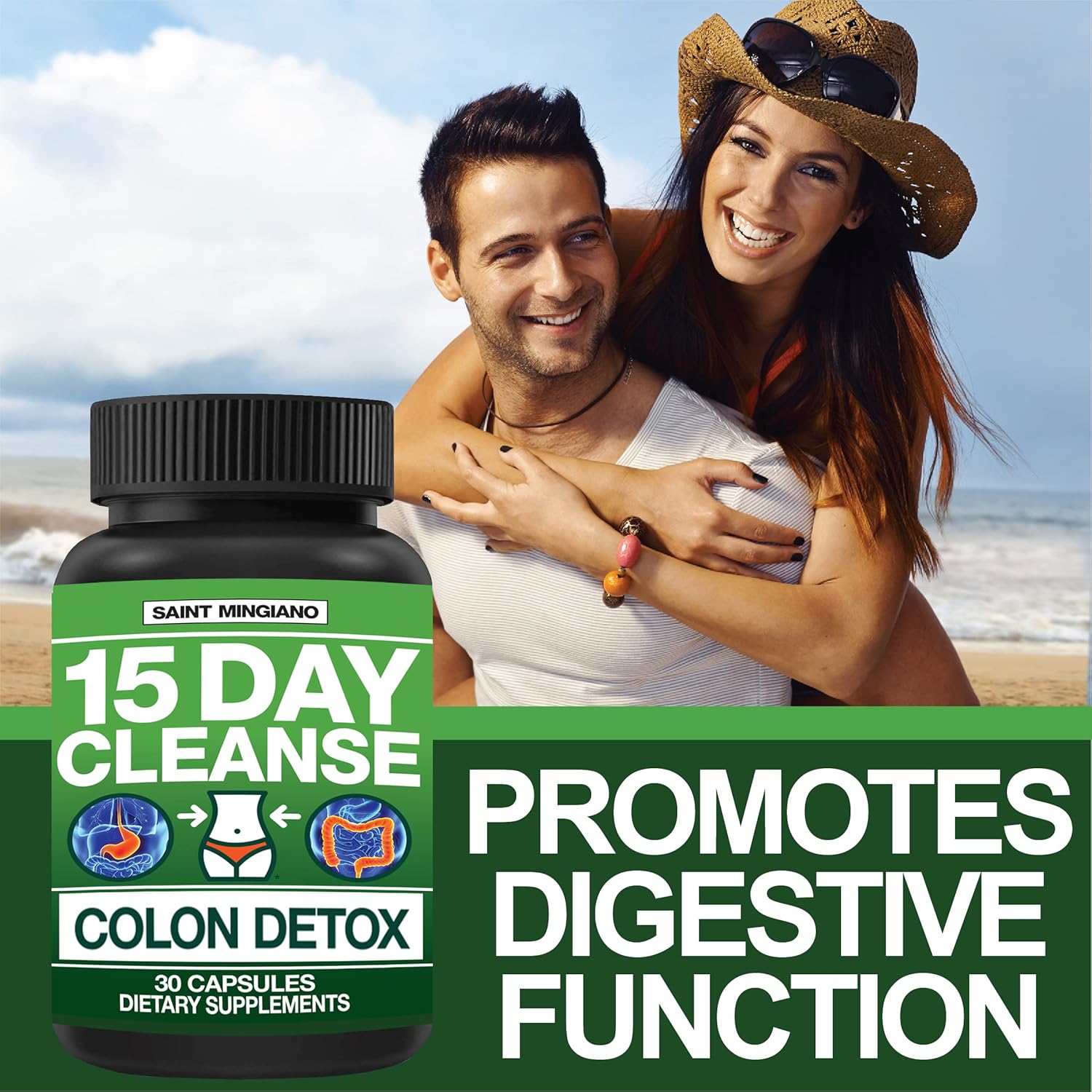 Natural Colon Cleanse Detox with Laxative + Electrolyte Supplements - 15 Day Supply for Muscle Recovery and Cramp Prevention