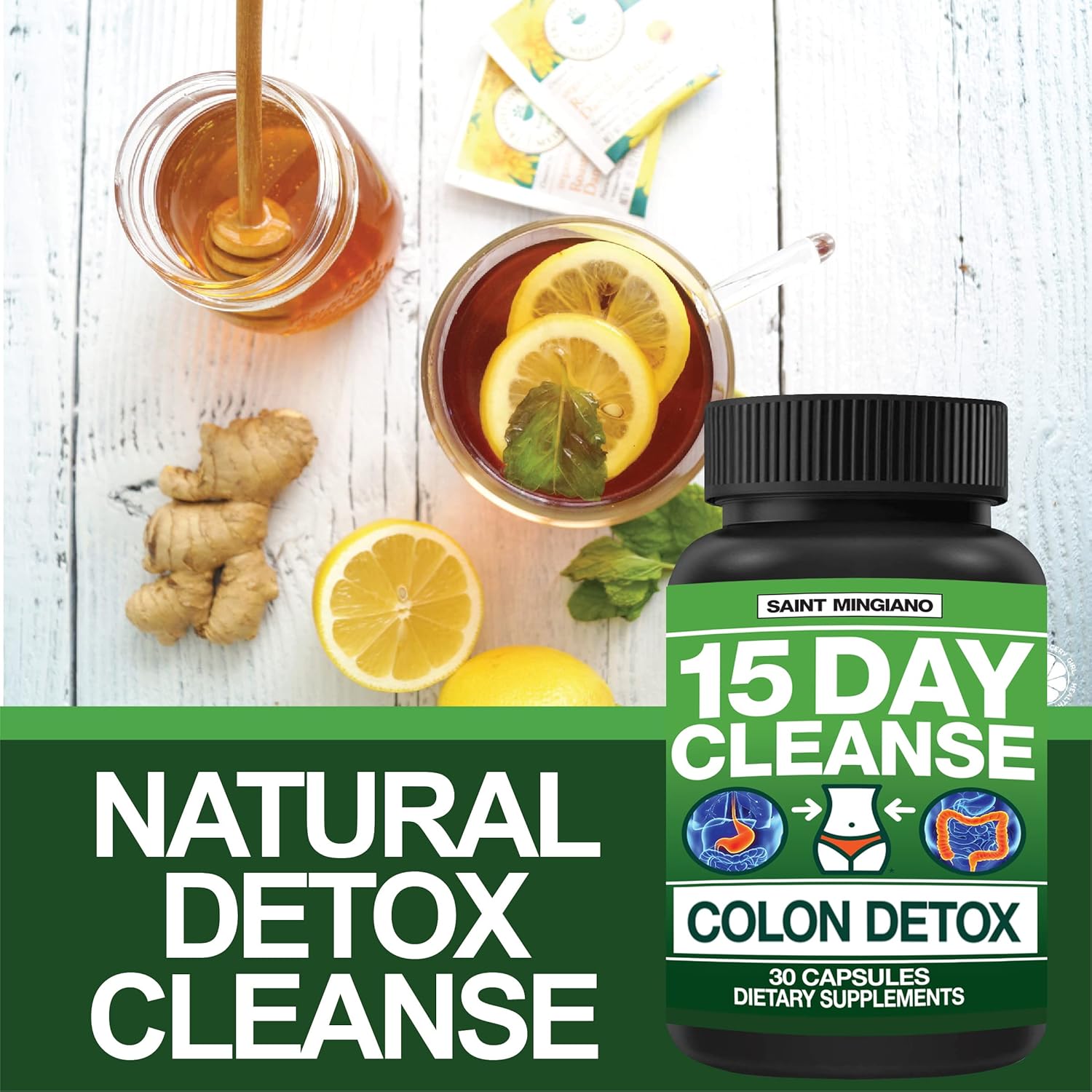 Natural Colon Cleanse Detox with Laxative + Electrolyte Supplements - 15 Day Supply for Muscle Recovery and Cramp Prevention