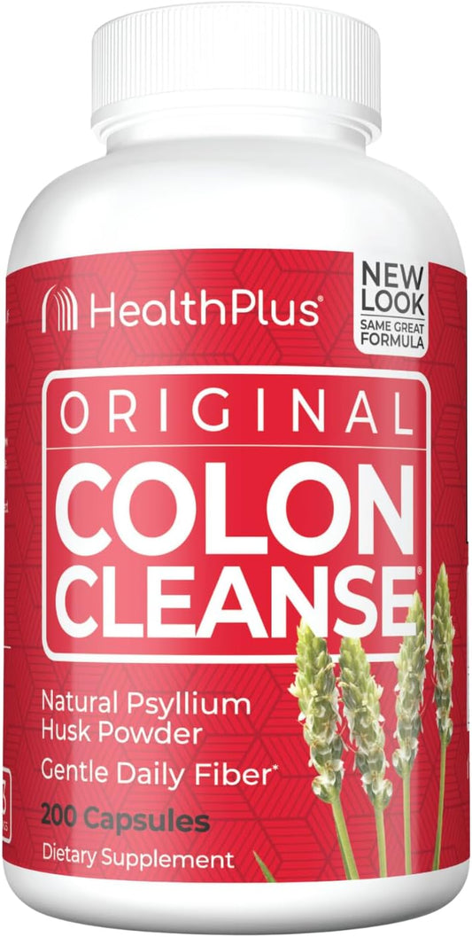 Natural Colon Cleanse Fiber Capsules for Digestive Support, Bloating Reduction, and Heart Health - 200 Capsules, 33 Servings