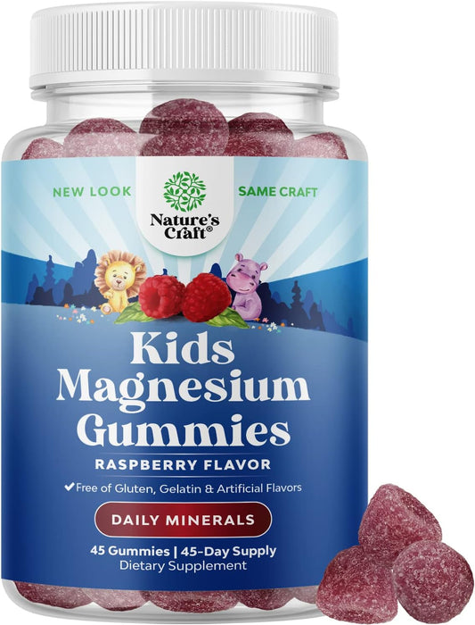 Natural Craft Kids Magnesium Gummies - Tasty Nerve, Bone, and Muscle Health Support - 85mg Elemental Magnesium - Daily Wellness Formula - BoostGo Australia