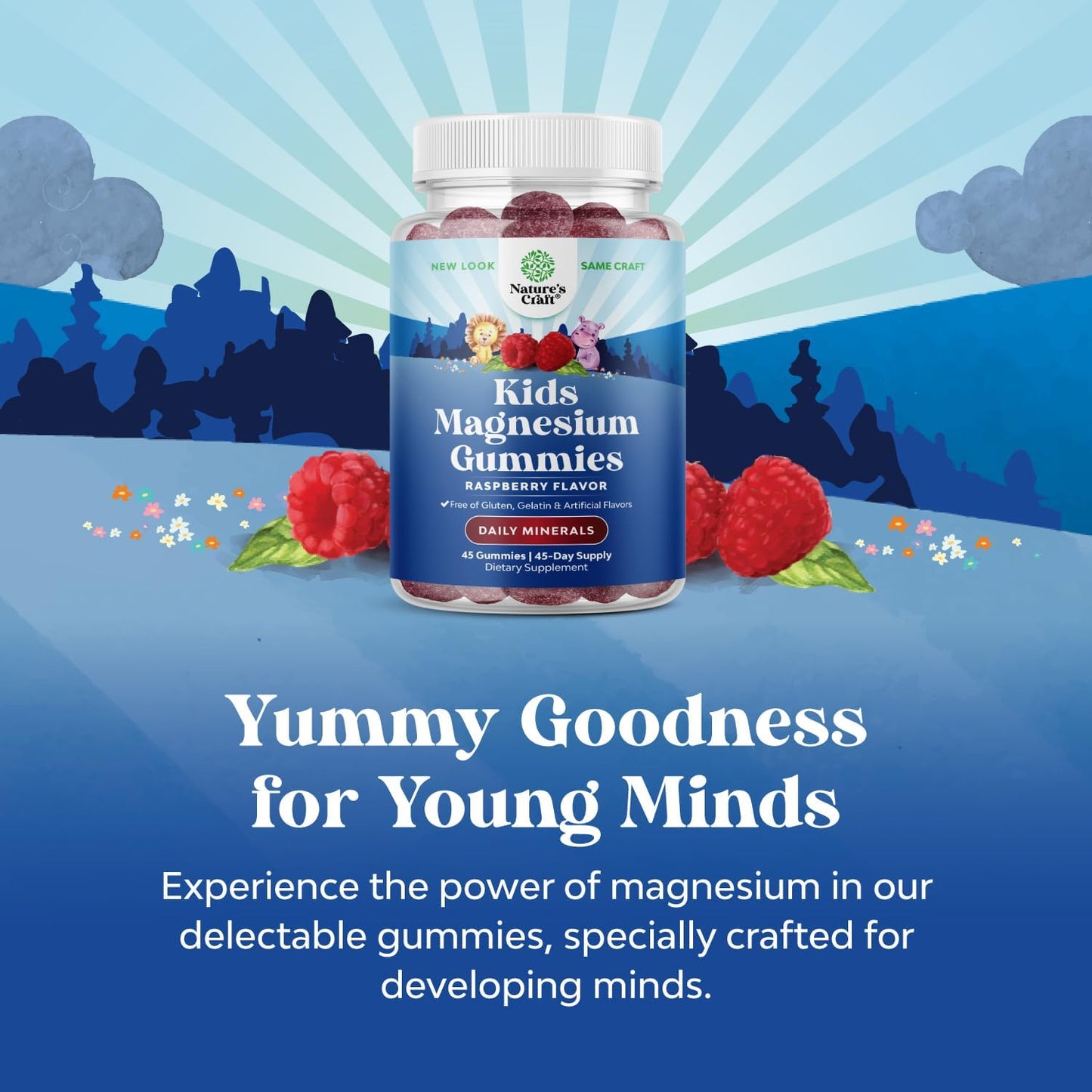 Natural Craft Kids Magnesium Gummies - Tasty Nerve, Bone, and Muscle Health Support - 85mg Elemental Magnesium - Daily Wellness Formula - BoostGo Australia