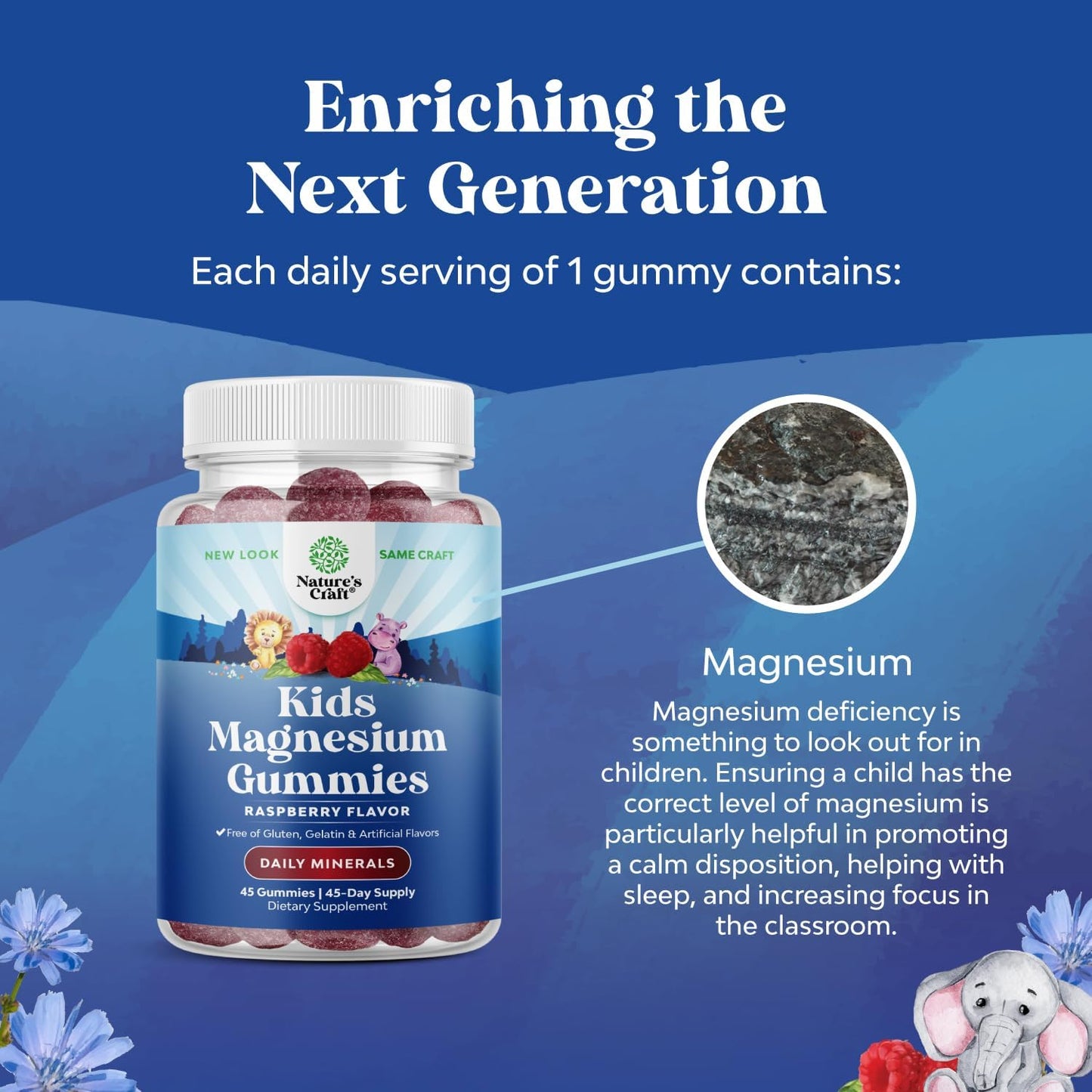Natural Craft Kids Magnesium Gummies - Tasty Nerve, Bone, and Muscle Health Support - 85mg Elemental Magnesium - Daily Wellness Formula - BoostGo Australia