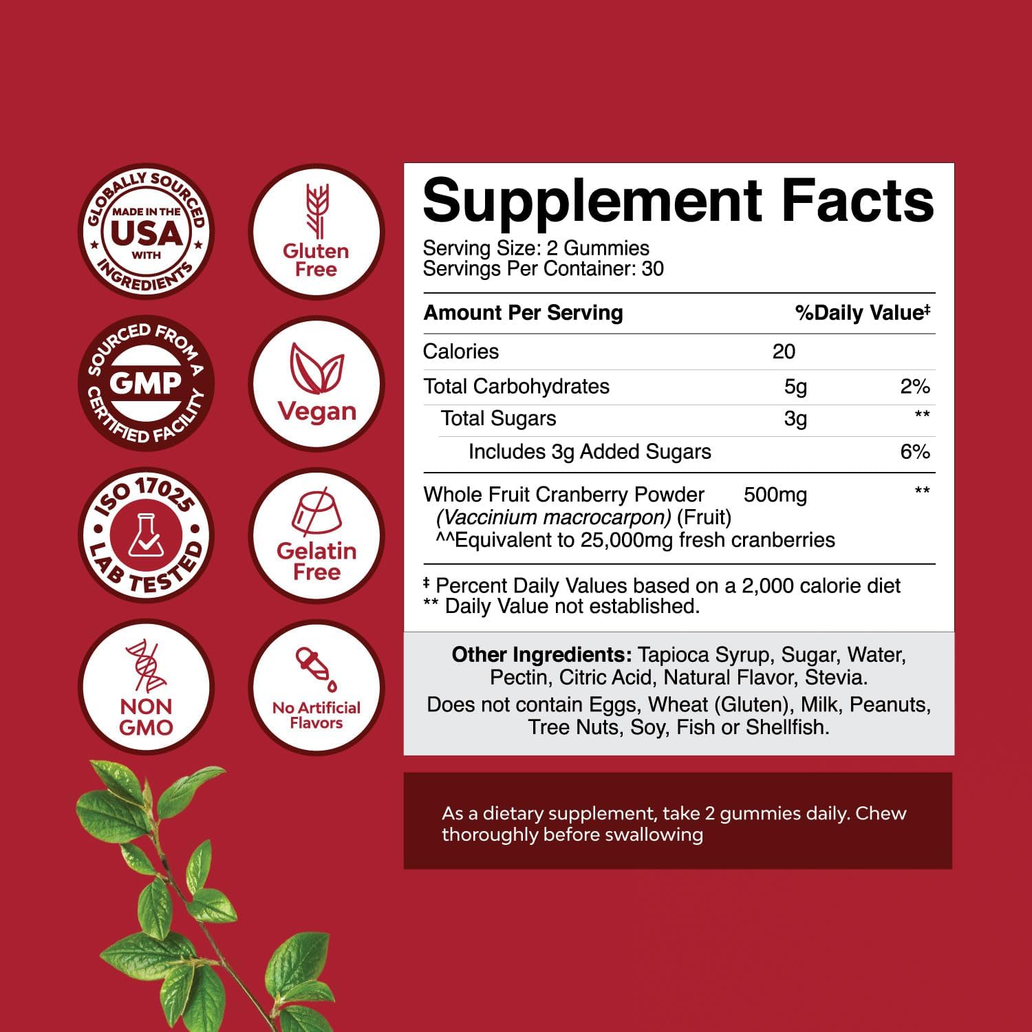 Natural Cranberry and Zinc Gummies Bundle for Adults - Antioxidant and Immunity Support - Delicious Chewable Supplements for Men and Women