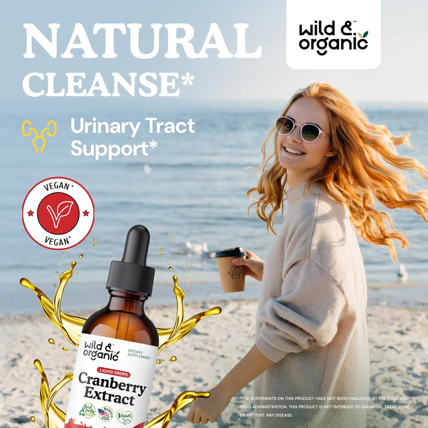 Natural Cranberry Extract Drops for Women - 12,500 mg - Supports Urinary Tract - Vegan Liquid Supplement - Sugar & Alcohol-Free - 2 fl oz