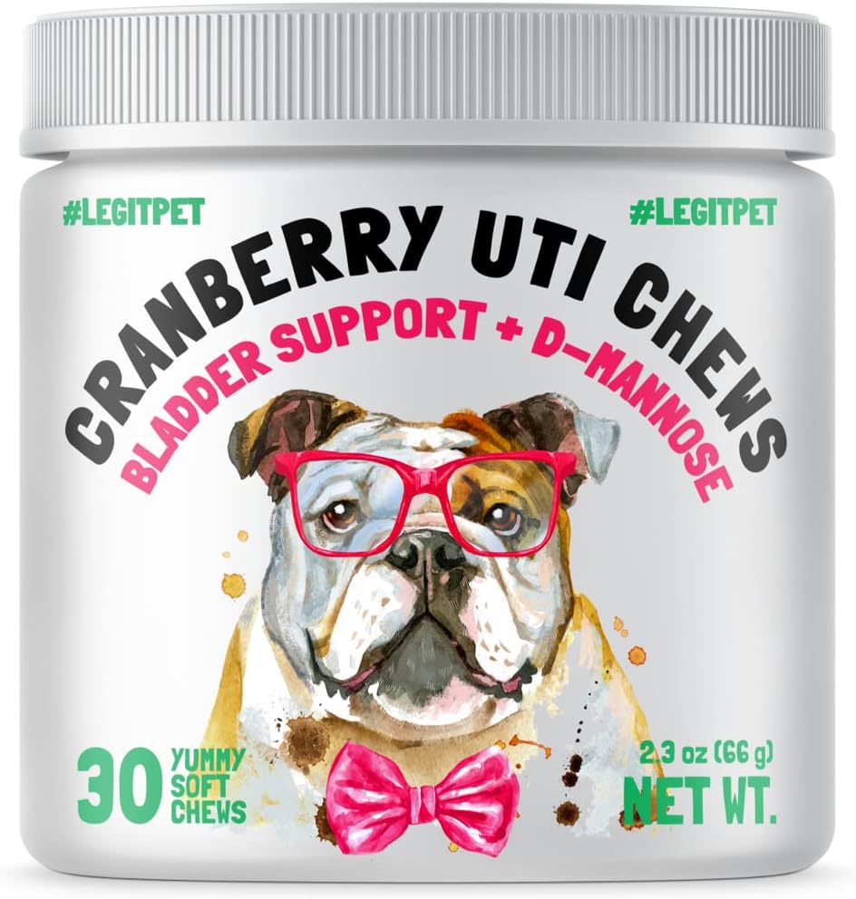 Natural Cranberry UTI Chews for Dogs - Kidney & Urinary Tract Health - Immune System Support - 30 Chews