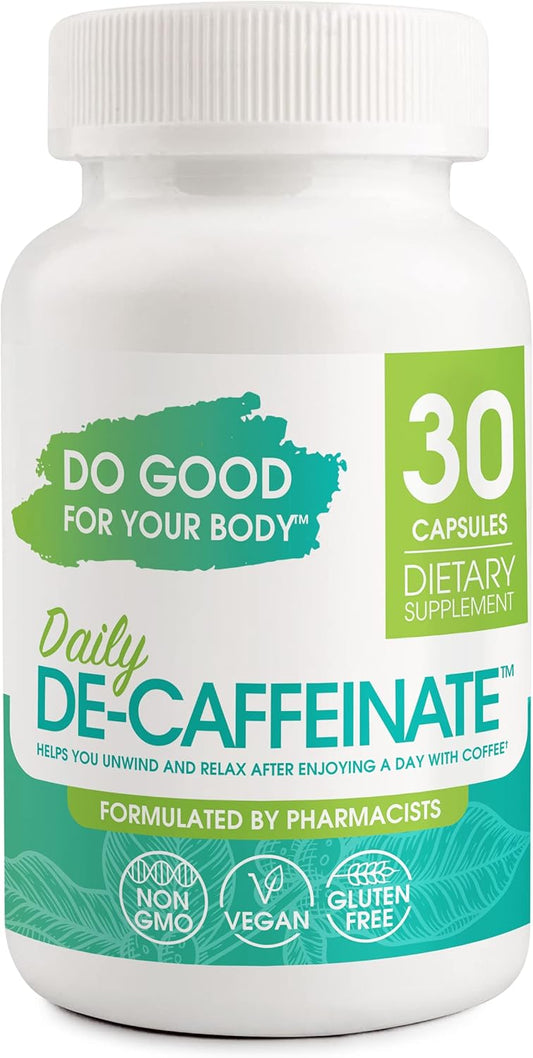 Natural Deep Sleep Aid Capsules for Coffee Lovers - Non-Addictive Rutaecarpine Formula to De-Caffeinate and Relax, 30 Count