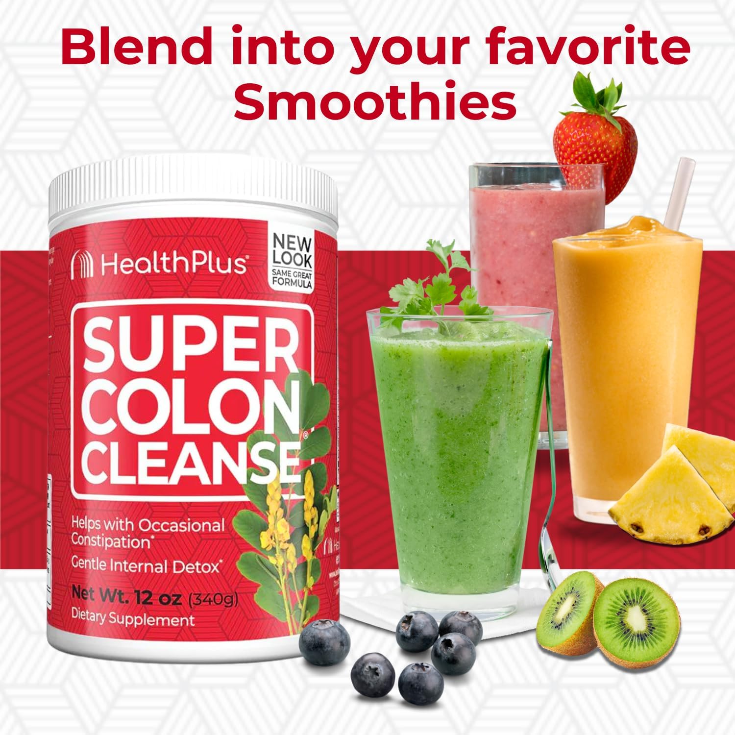 Natural Detox & Digestive Constipation Relief with Health Plus Super Colon Cleanse Powder - 68 Servings, 12 oz - Gentle Gut Cleanse with Psyllium Husk & Senna Leaf - BoostGo Australia