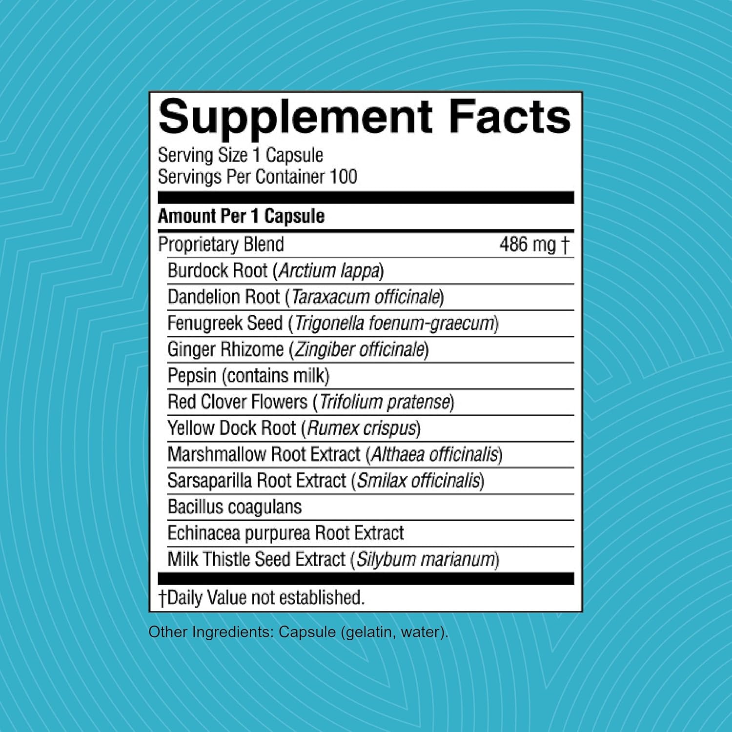 Natural Detox Supplement, 100 Capsules | Eliminates Pollutants, Boosts Digestion, and Supports Cleansing Processes