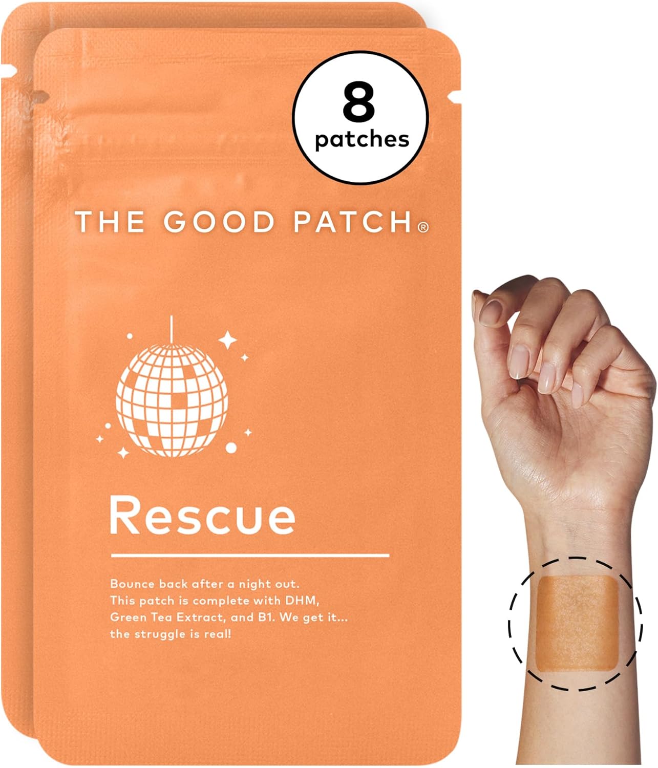 Natural DHM and Vitamin B1 After Party Patch - Green Tea Infused Wearable Wellness for Recovery, 8 Patches for Bouncing Back After a Night Out
