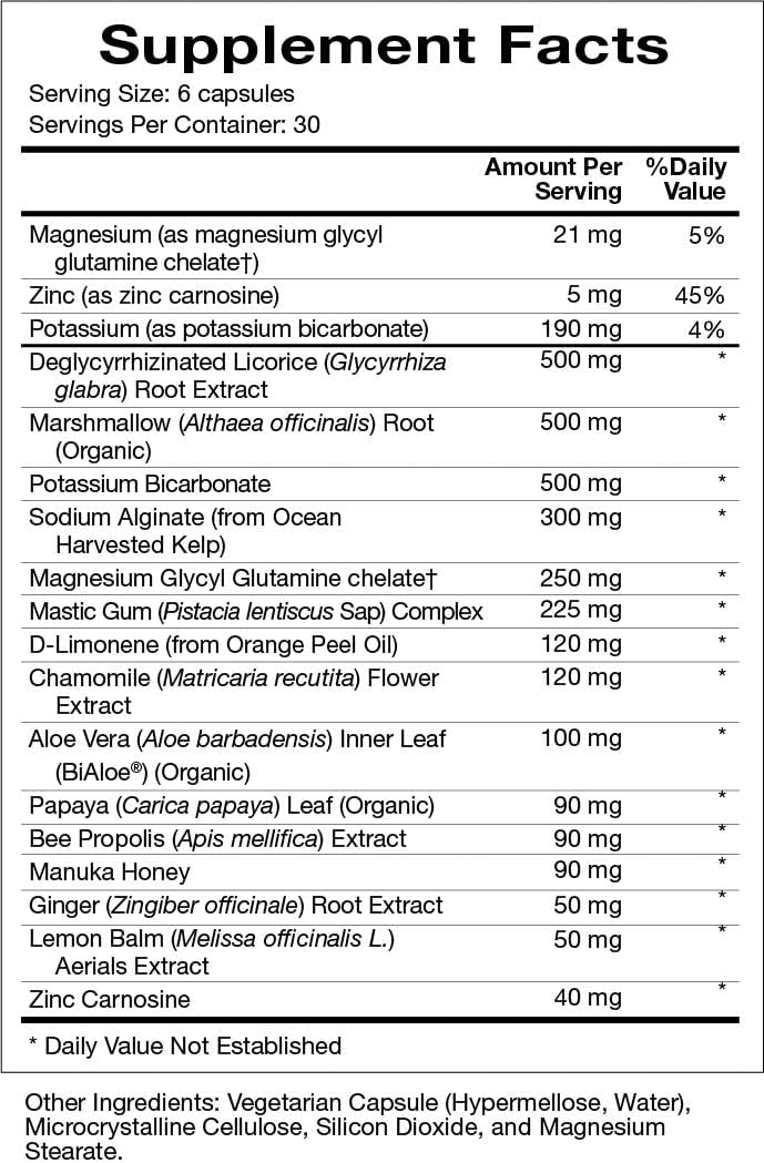 Natural Digest Mend Supplement with DGL, Aloe Vera, Marshmallow, Mastic Gum, & Chamomile - Supports Healthy Gastric Microbiome (180 Capsules)